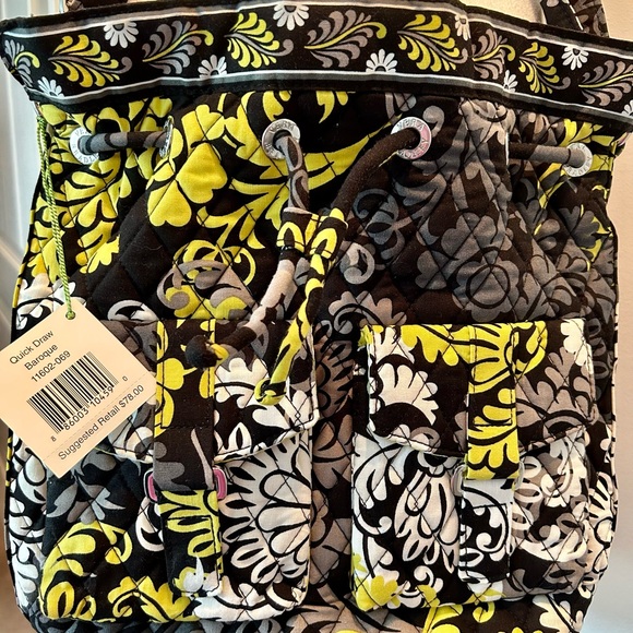Vera Bradley Quick Draw Baroque handbag . (NWT) Black/Yellow/Grey List for $78 - Picture 2 of 4